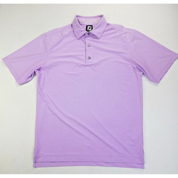 Footjoy Size Medium Mens Lavender Short Sleeve Embroidered Neck Logo Polo - Picture 1 of 10